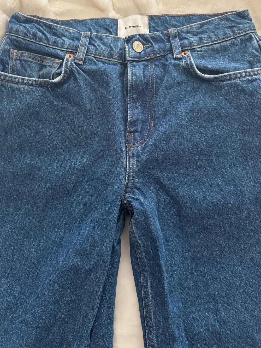 Reformation Dark Blue Straight Jeans - Picture 2 of 5